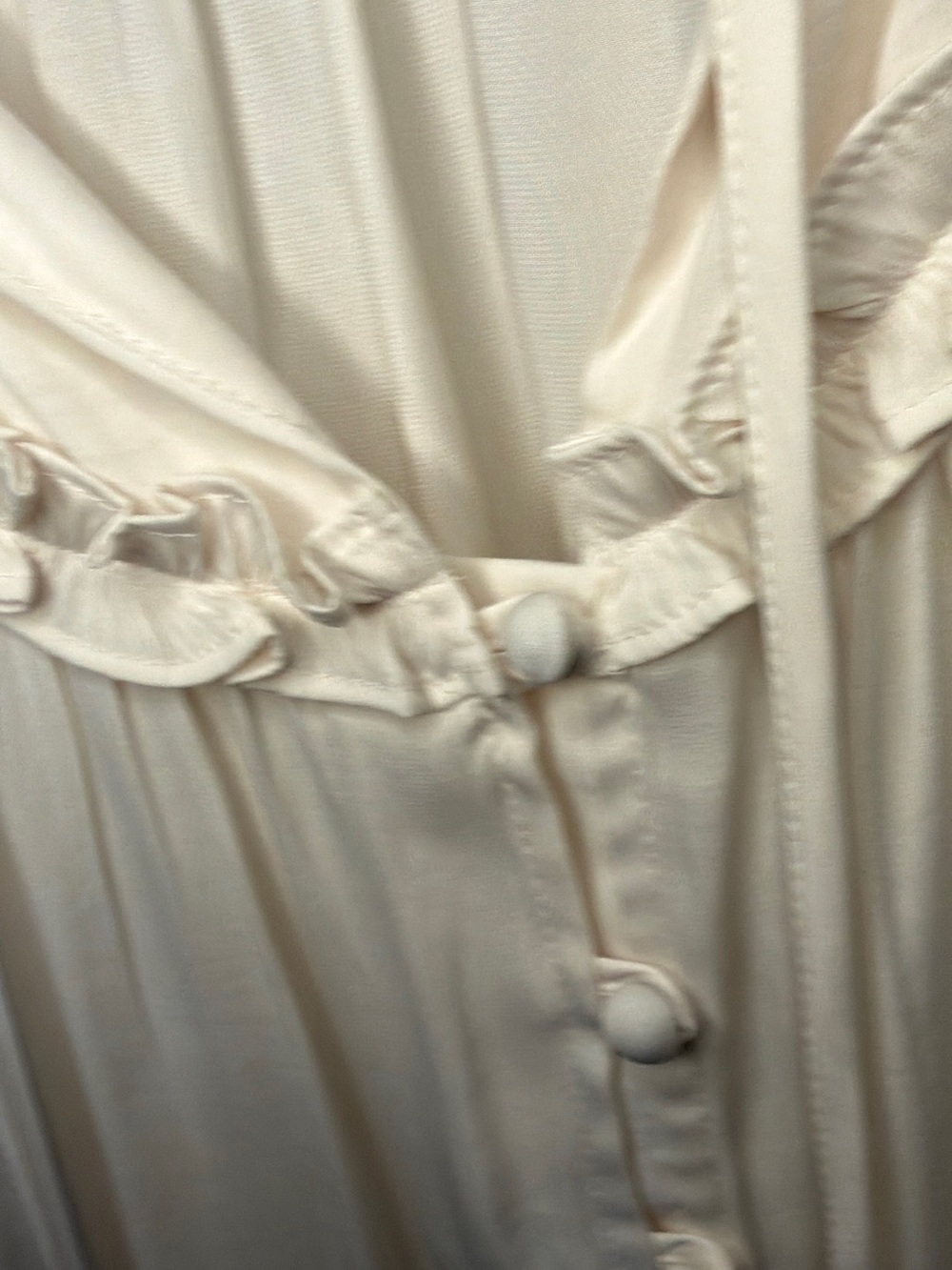 LOFT Cream Ruffle-Trim Button-Front Blouse - Picture 3 of 5